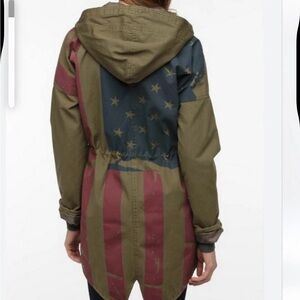 BDG Olive green flag back Utility Jacket USA America women’s size XS